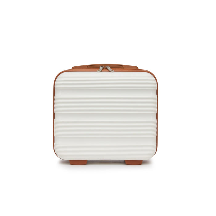 KSK2492 - Kono 12-Inch PP Hardshell Lightweight Vanity Case for Travel & Daily Use - Cream and Brown