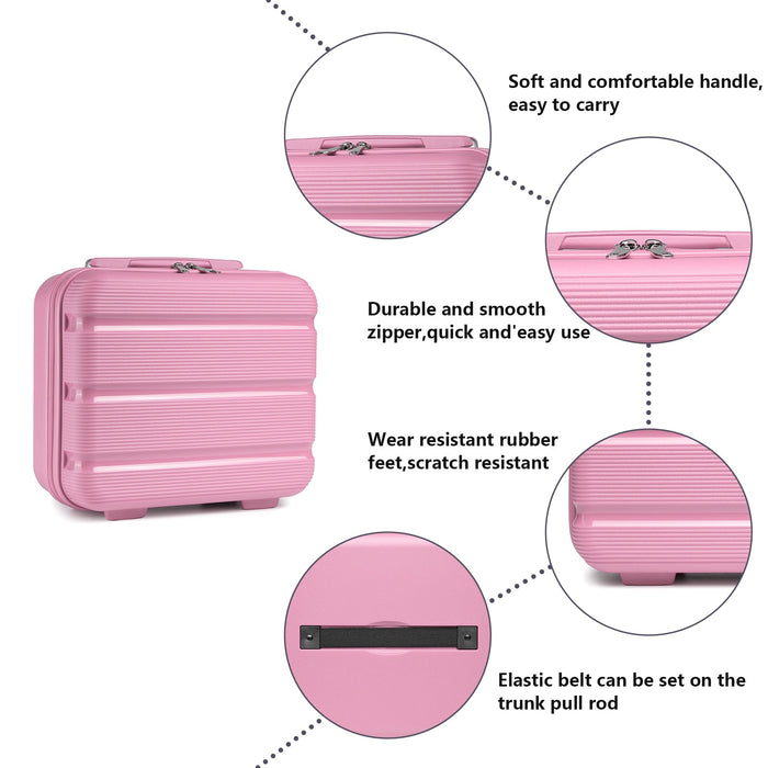 KSK2492 - Kono 12-Inch PP Hardshell Lightweight Vanity Case for Travel & Daily Use - Pink
