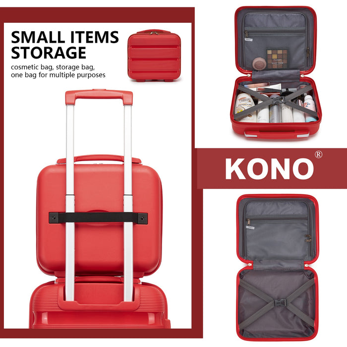 KSK2492 - Kono 12-Inch PP Hardshell Lightweight Vanity Case for Travel & Daily Use - Red