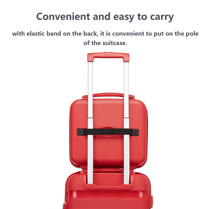 KSK2492 - Kono 12-Inch PP Hardshell Lightweight Vanity Case for Travel & Daily Use - Red