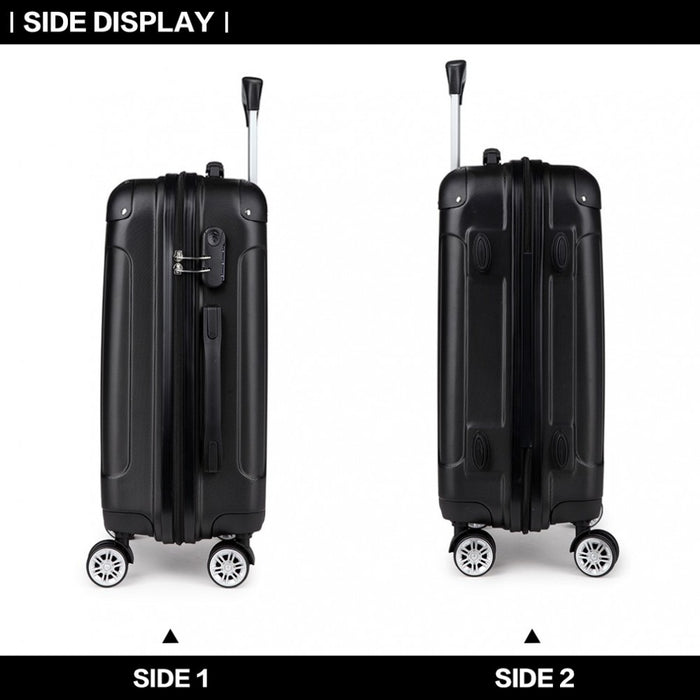 K1777L - Kono 24 Inch ABS Hard Shell Suitcase Luggage - Black