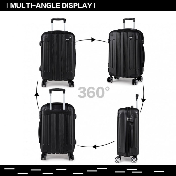 K1777L - Kono 24 Inch ABS Hard Shell Suitcase Luggage - Black