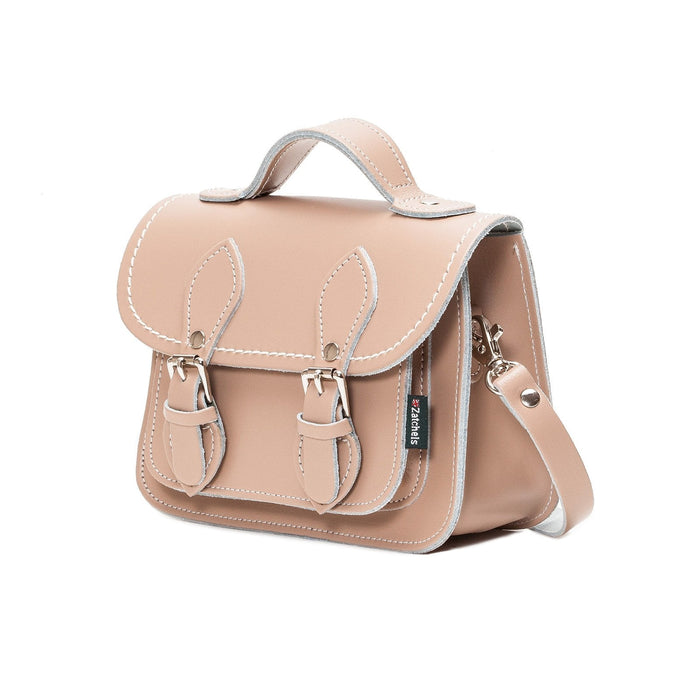 Handmade Leather Micro Satchel - Iced Coffee