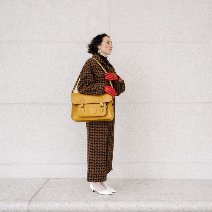 Handmade Leather Satchel - Yellow Ochre