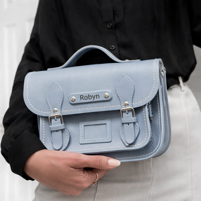 Leather Midi Satchel - Lilac Grey