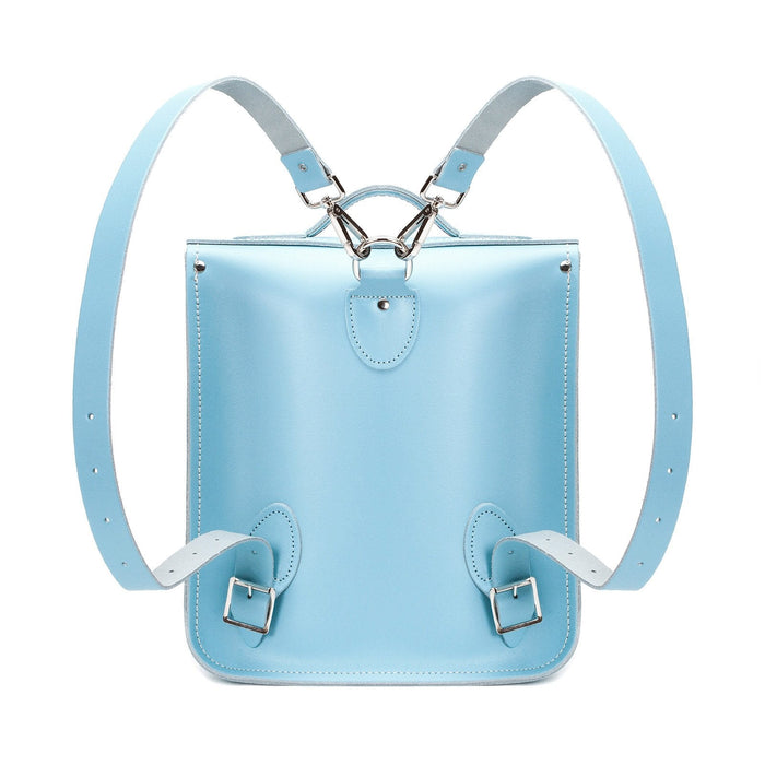 Handmade Leather City Backpack - Pastel Baby Blue
