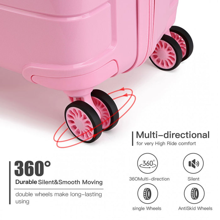 K1997L - KONO 20 INCH CABIN SIZE HARD SHELL PP SUITCASE - PINK