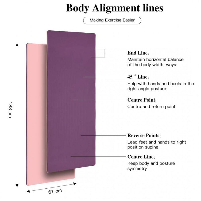 Yoga-1 - Kono TPE Non-slip Classic Yoga Mat - Purple And Pink